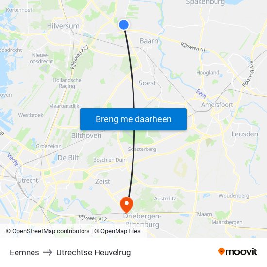 Eemnes to Utrechtse Heuvelrug map