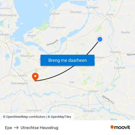 Epe to Utrechtse Heuvelrug map
