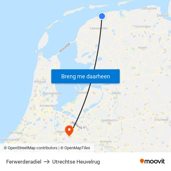 Ferwerderadiel to Utrechtse Heuvelrug map