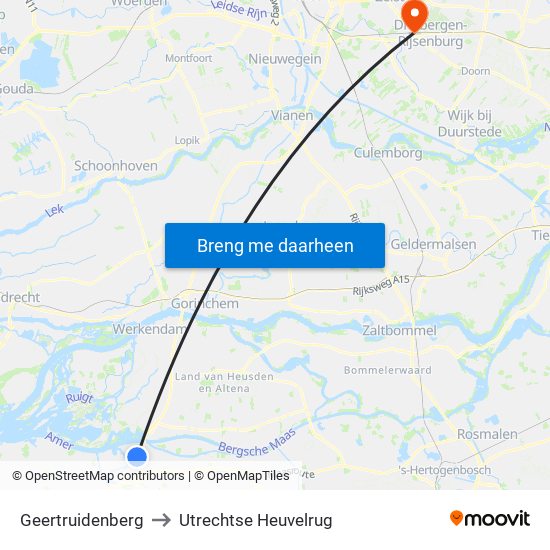 Geertruidenberg to Utrechtse Heuvelrug map