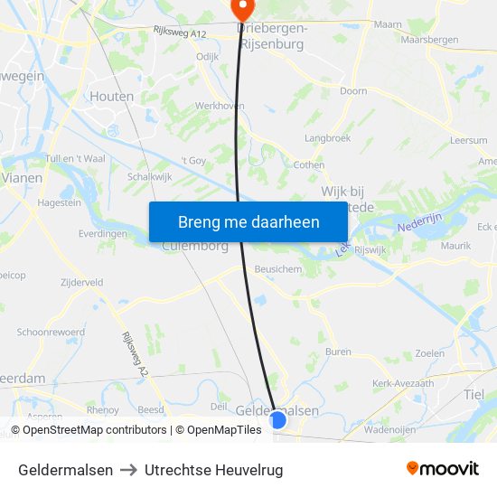 Geldermalsen to Utrechtse Heuvelrug map