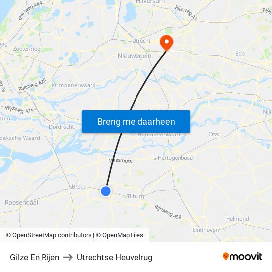 Gilze En Rijen to Utrechtse Heuvelrug map