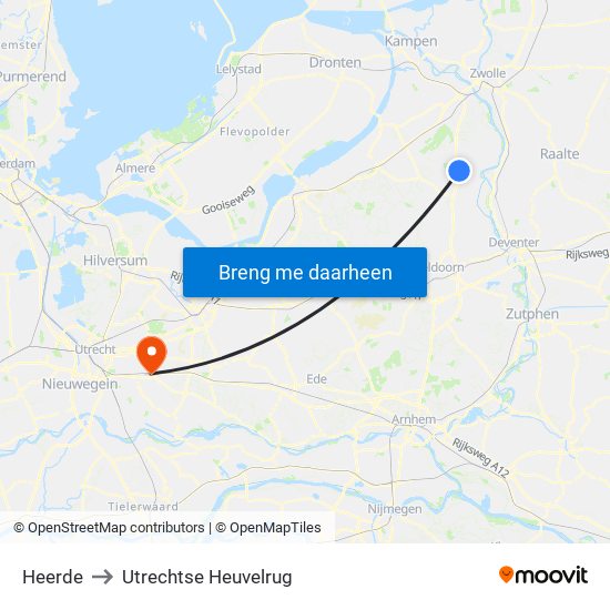 Heerde to Utrechtse Heuvelrug map