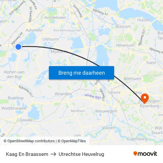Kaag En Braassem to Utrechtse Heuvelrug map
