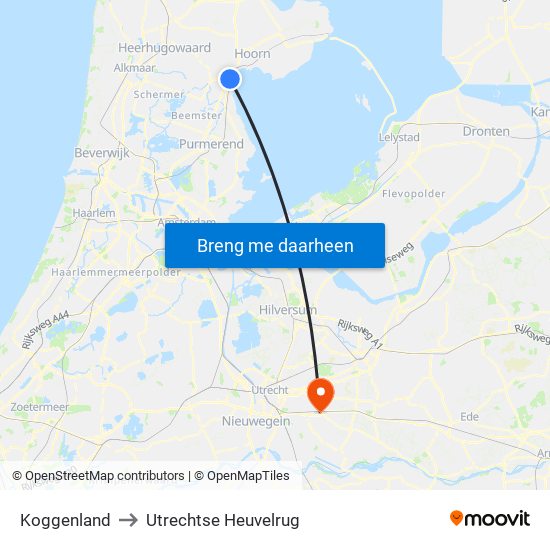 Koggenland to Utrechtse Heuvelrug map