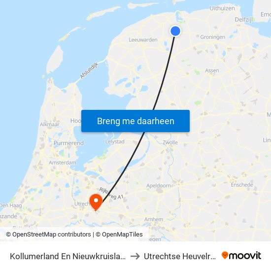 Kollumerland En Nieuwkruisland to Utrechtse Heuvelrug map