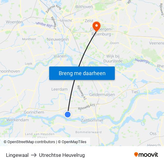 Lingewaal to Utrechtse Heuvelrug map