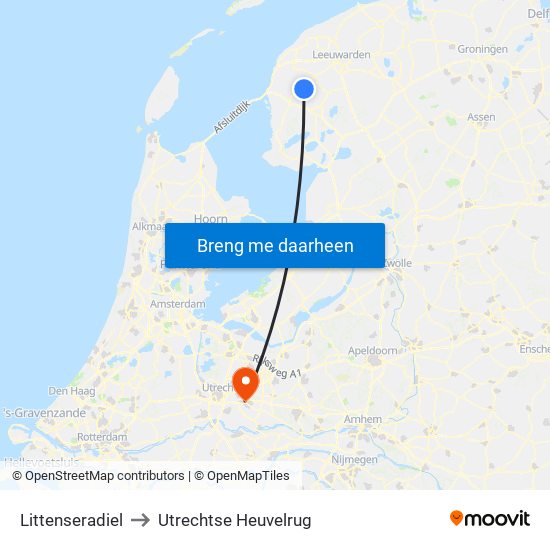 Littenseradiel to Utrechtse Heuvelrug map
