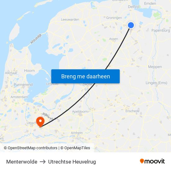 Menterwolde to Utrechtse Heuvelrug map