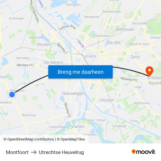 Montfoort to Utrechtse Heuvelrug map