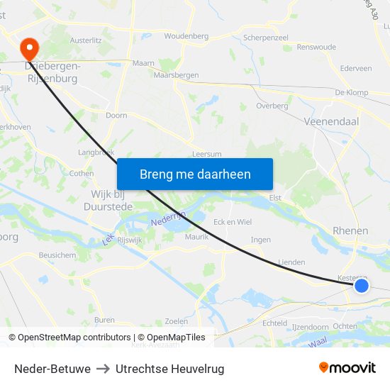 Neder-Betuwe to Utrechtse Heuvelrug map