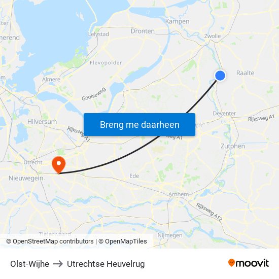 Olst-Wijhe to Utrechtse Heuvelrug map