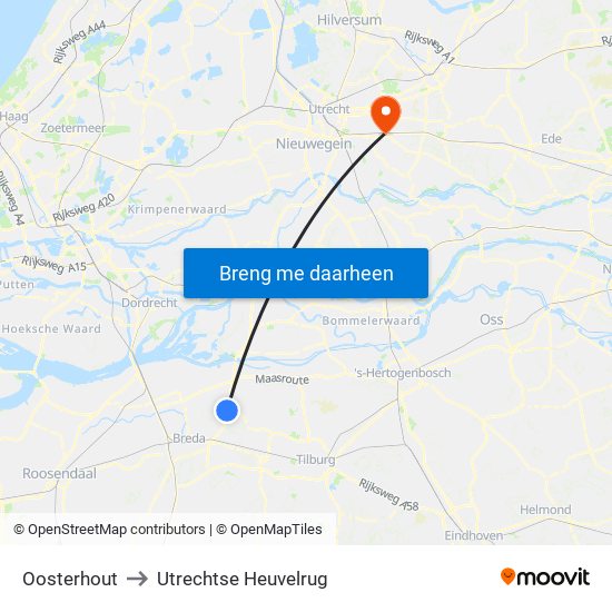 Oosterhout to Utrechtse Heuvelrug map