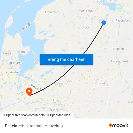 Pekela to Utrechtse Heuvelrug map
