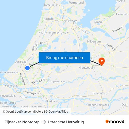 Pijnacker-Nootdorp to Utrechtse Heuvelrug map