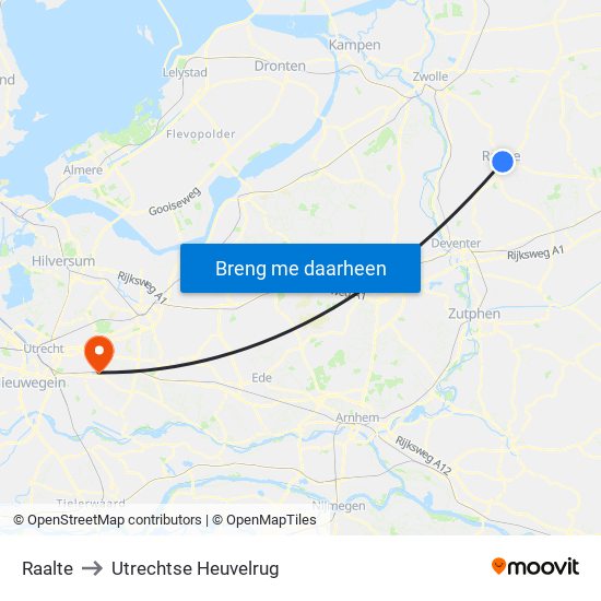 Raalte to Utrechtse Heuvelrug map