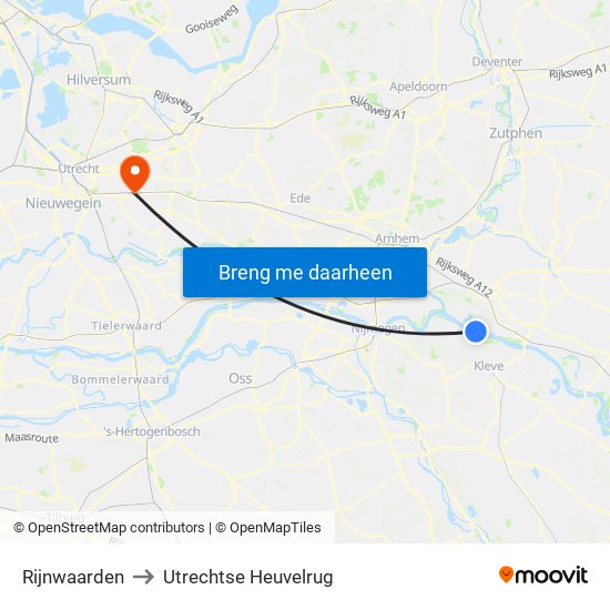 Rijnwaarden to Utrechtse Heuvelrug map
