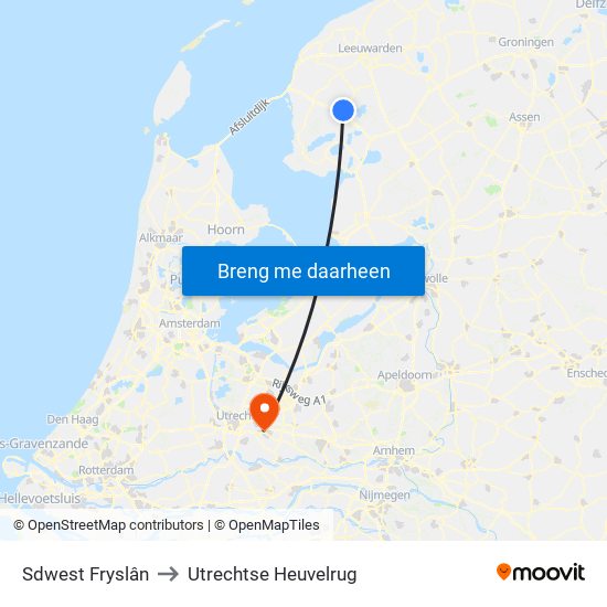 Sdwest Fryslân to Utrechtse Heuvelrug map