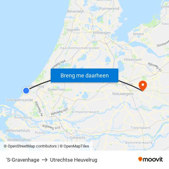 'S-Gravenhage to Utrechtse Heuvelrug map