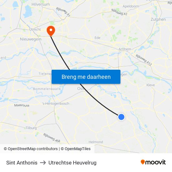 Sint Anthonis to Utrechtse Heuvelrug map