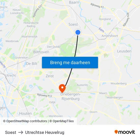 Soest to Utrechtse Heuvelrug map