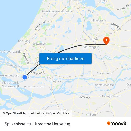 Spijkenisse to Utrechtse Heuvelrug map