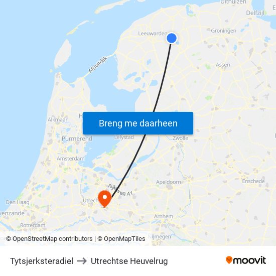 Tytsjerksteradiel to Utrechtse Heuvelrug map