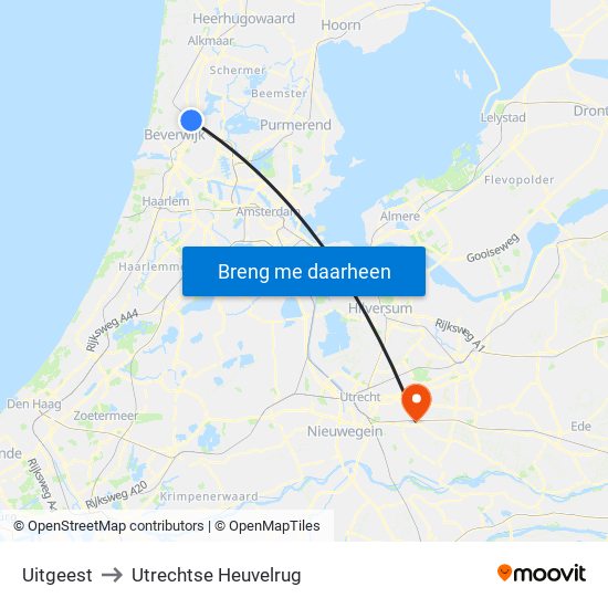 Uitgeest to Utrechtse Heuvelrug map