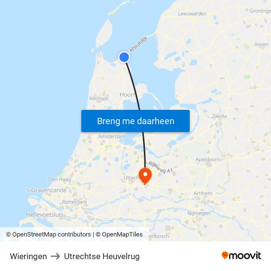 Wieringen to Utrechtse Heuvelrug map