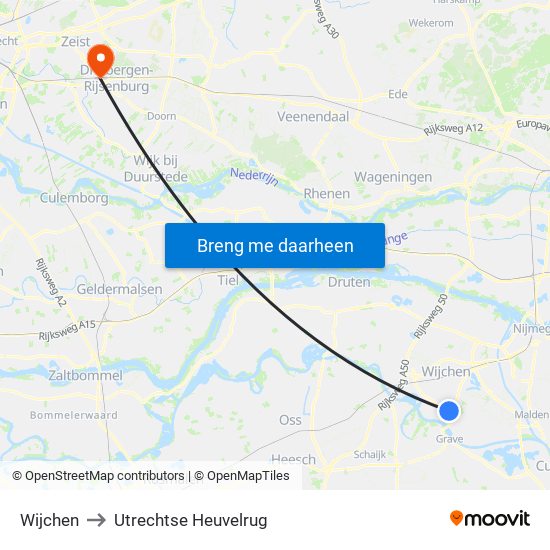 Wijchen to Utrechtse Heuvelrug map