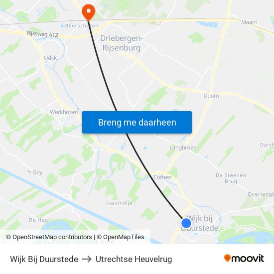 Wijk Bij Duurstede to Utrechtse Heuvelrug map