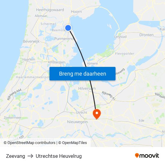 Zeevang to Utrechtse Heuvelrug map