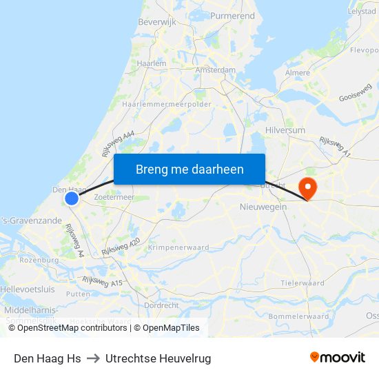 Den Haag Hs to Utrechtse Heuvelrug map
