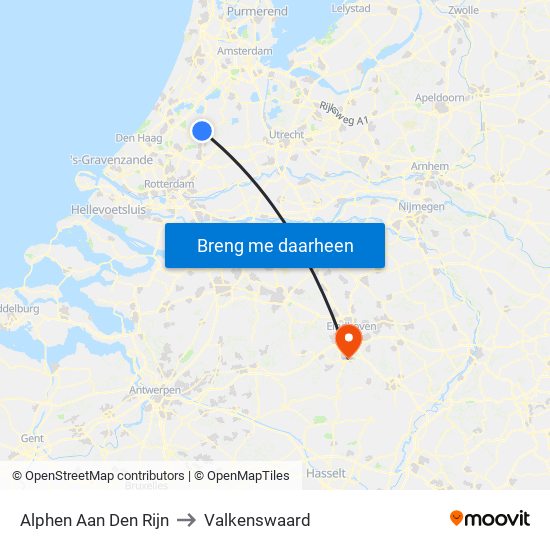 Alphen Aan Den Rijn to Valkenswaard map