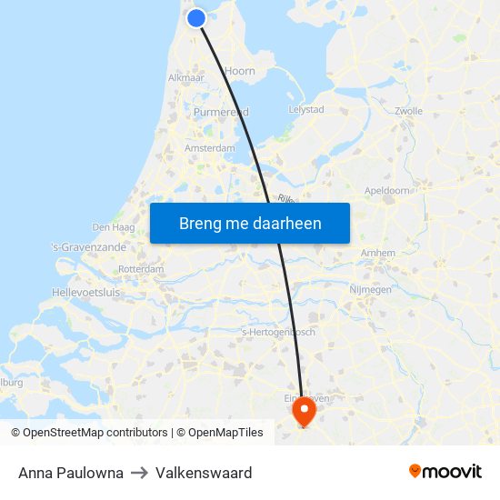 Anna Paulowna to Valkenswaard map