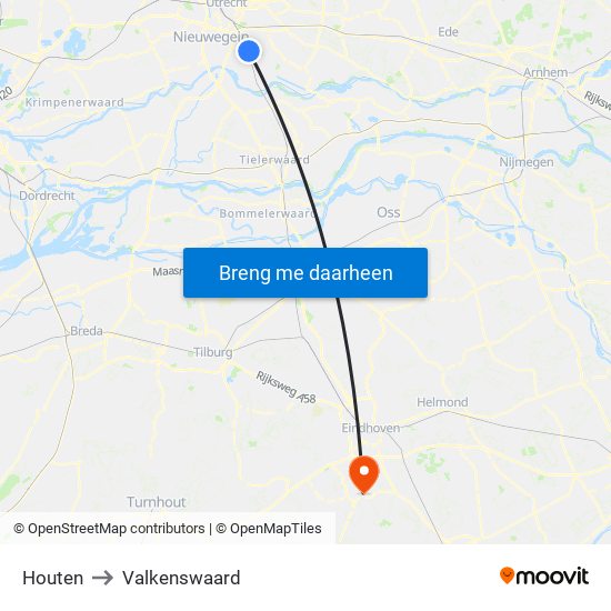 Houten to Valkenswaard map