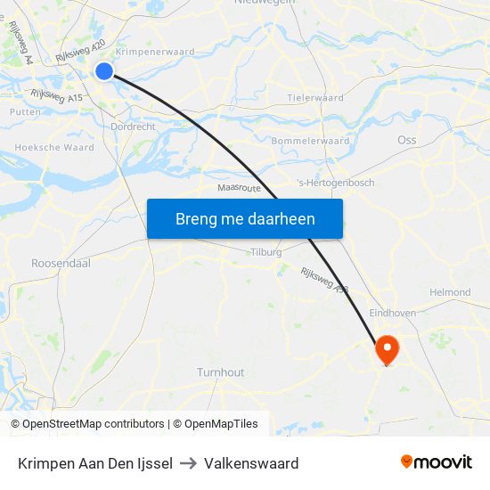 Krimpen Aan Den Ijssel to Valkenswaard map