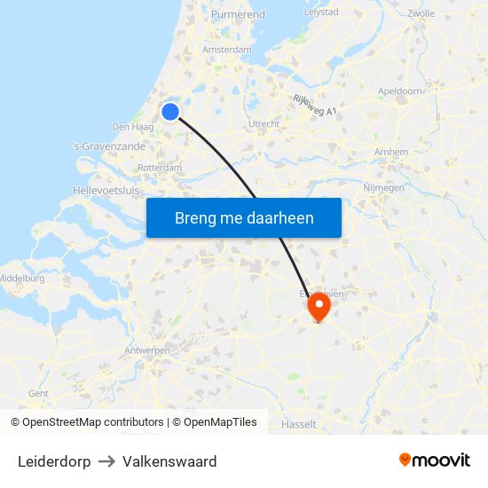 Leiderdorp to Valkenswaard map