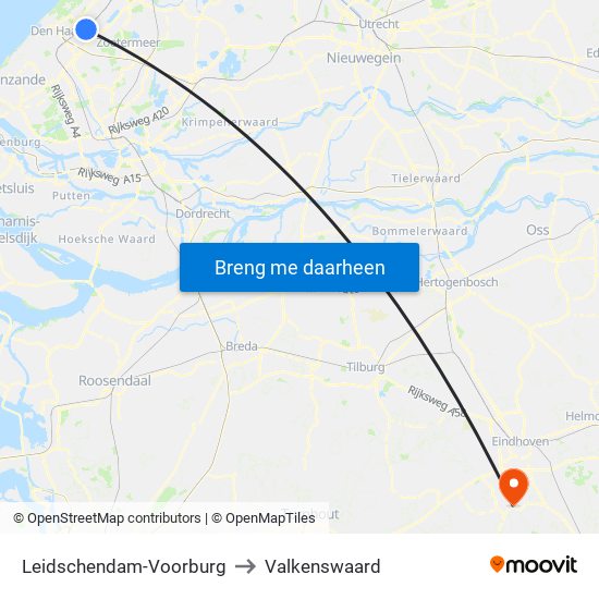 Leidschendam-Voorburg to Valkenswaard map