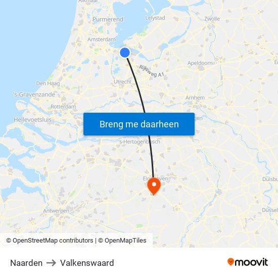 Naarden to Valkenswaard map