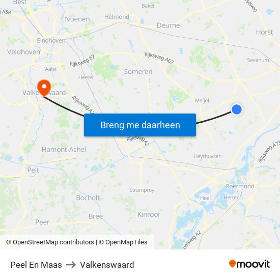 Peel En Maas to Valkenswaard map