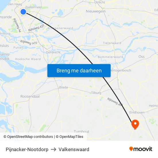 Pijnacker-Nootdorp to Valkenswaard map