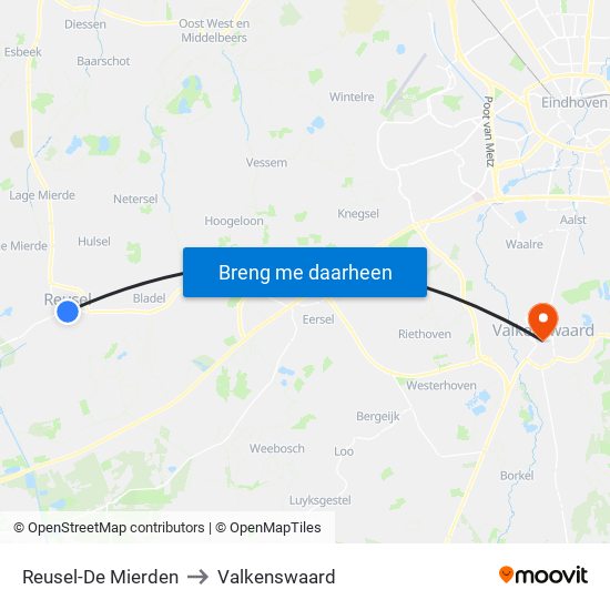 Reusel-De Mierden to Valkenswaard map