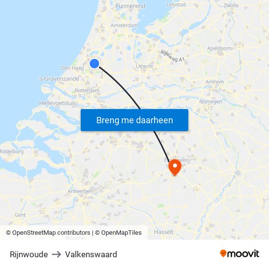 Rijnwoude to Valkenswaard map