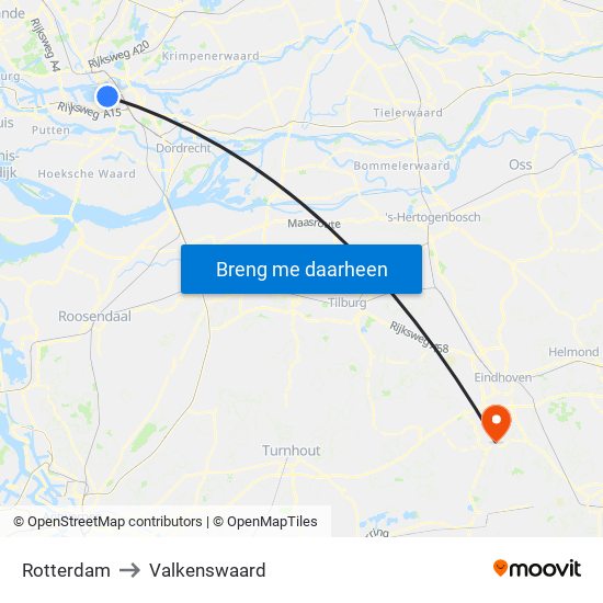 Rotterdam to Valkenswaard map