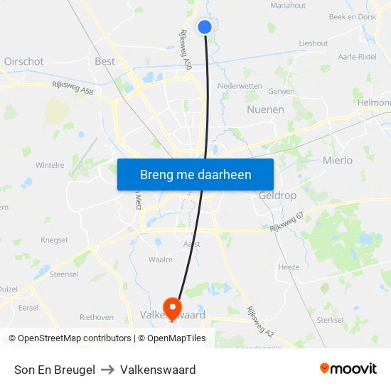 Son En Breugel to Valkenswaard map