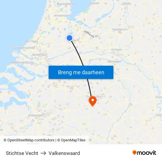 Stichtse Vecht to Valkenswaard map