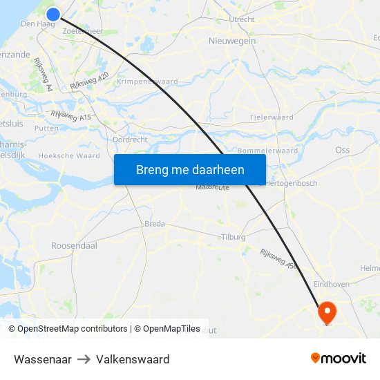 Wassenaar to Valkenswaard map