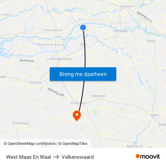 West Maas En Waal to Valkenswaard map