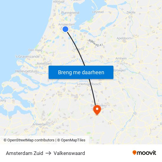 Amsterdam Zuid to Valkenswaard map